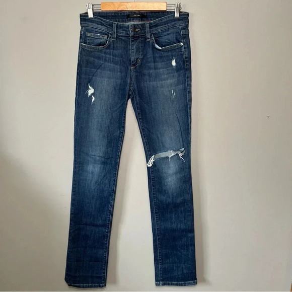 Joe's Dark Wash Mid Rise Distressed Straight Leg Beth Jeans Size 27 - Picture 1 of 9